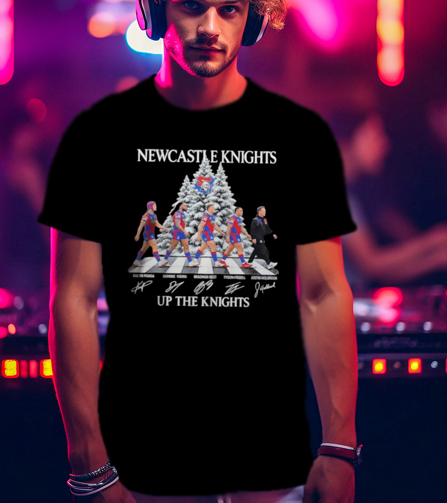 Newcastle Knights Up The Knights Abbey Road Christmas Signatures T-Shirt