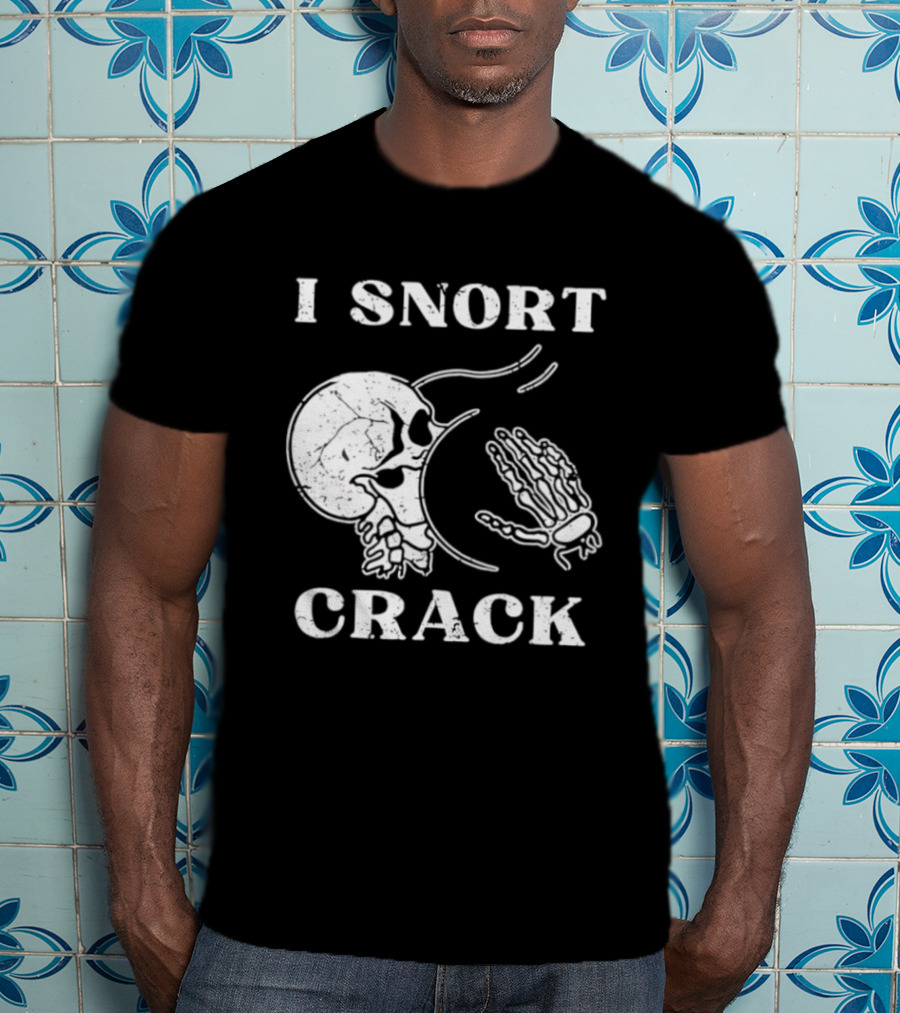 I Snort Crack Skull Skeleton Praying Hands T-Shirt
