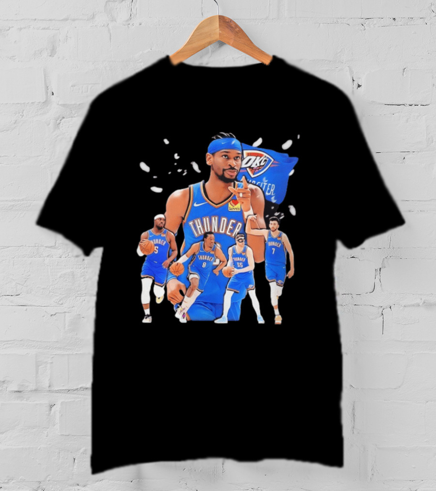 Oklahoma City Thunder 2026 NBA Players Collage With OKC Thunder Logo And Basketball Team Members T-Shirt