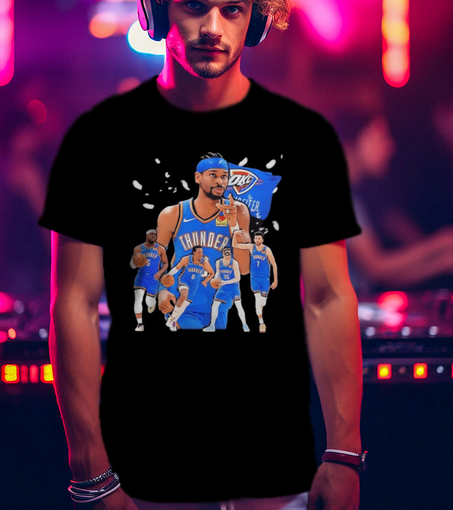 Oklahoma City Thunder 2026 NBA Players Collage With OKC Thunder Logo And Basketball Team Members T-Shirt