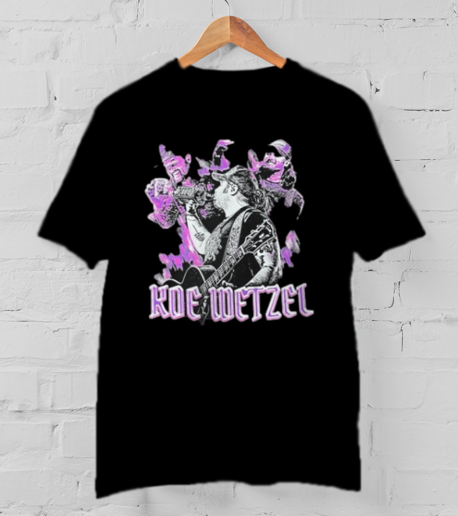 Koe Wetzel Fall Tour 2022 Purple Guitarist Montage T-Shirt