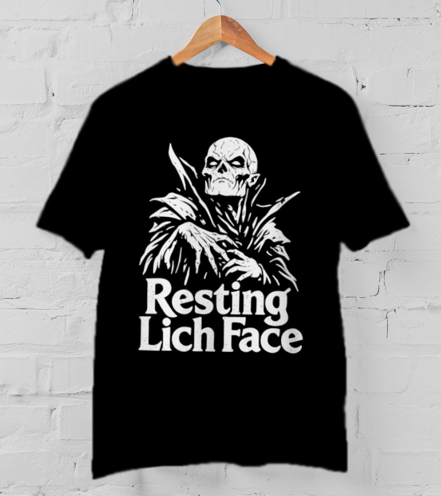 Resting Lich Face Skeleton Halloween 2026 T-Shirt