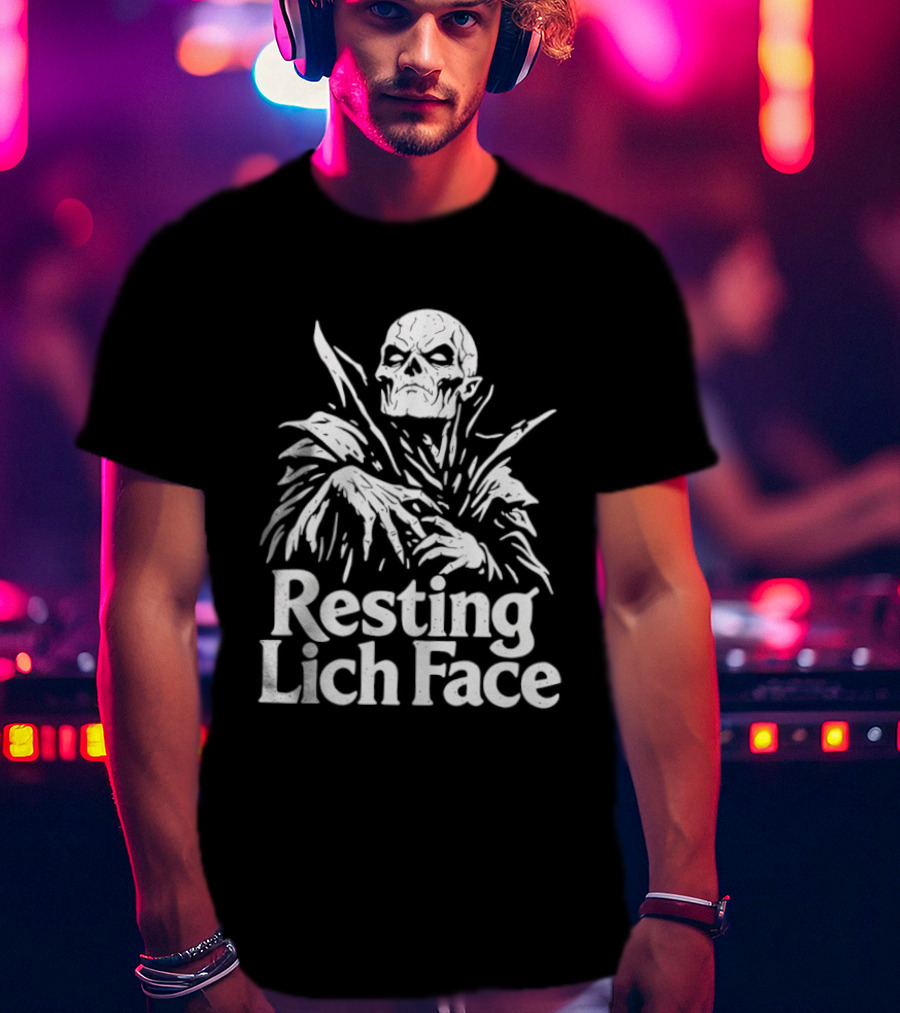 Resting Lich Face Skeleton Halloween 2026 T-Shirt