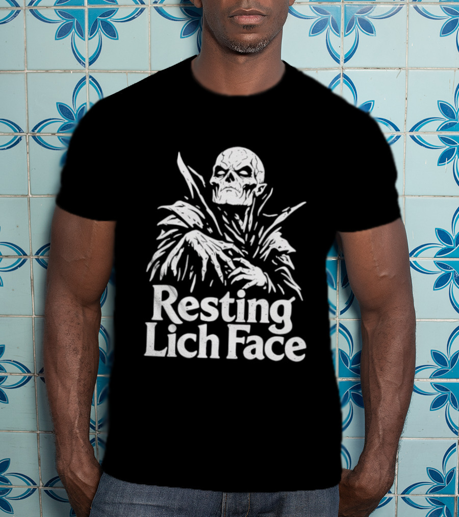 Resting Lich Face Skeleton Halloween 2026 T-Shirt