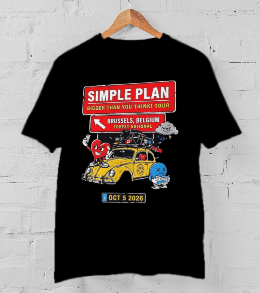 Simple Plan Bigger Than You Think Tour Brussels Belgium Forest National Oct 5 2026 T-Shirt