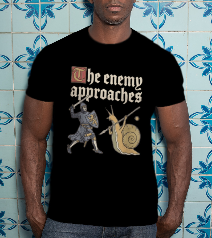 The Enemy Approaches Knight Duel With Snail Warrior In Medieval Battle Scene T-Shirt