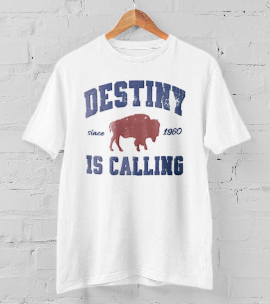 Destiny Is Calling 1960 Buffalo Bills Red Buffalo Distressed T-Shirt