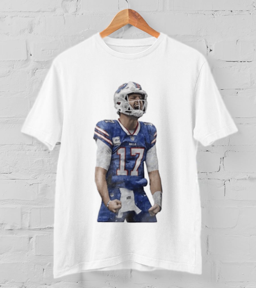 Buffalo Bills Josh Allen 17 Celebrating Football Watercolor T-Shirt