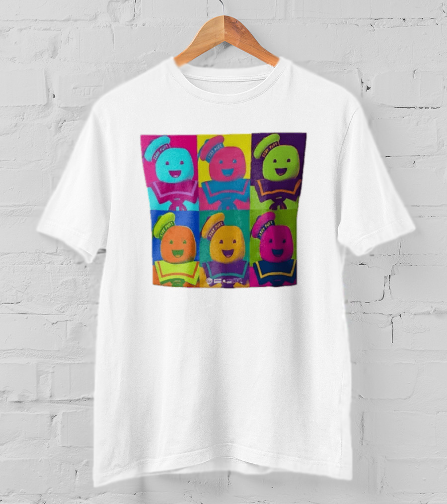 Movie Ghostbusters Stay Puft Marshmallow Man Six Colorful Pop Portraits T-Shirt
