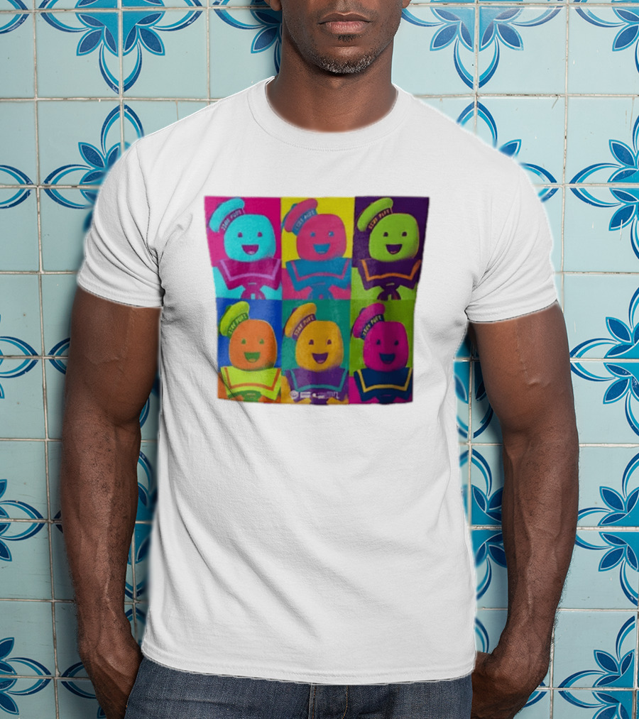 Movie Ghostbusters Stay Puft Marshmallow Man Six Colorful Pop Portraits T-Shirt