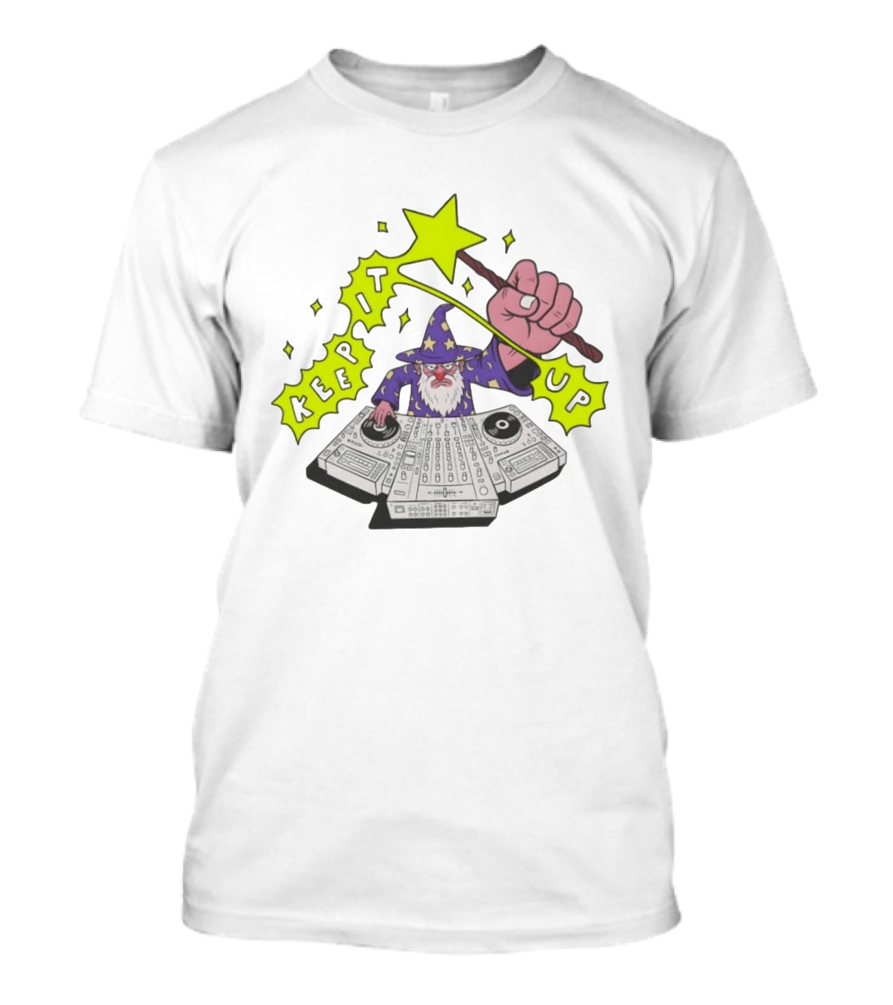 Wizard DJ Keep It Up Music Producer DJing Magic Spell Turntable Controller T-Shirt