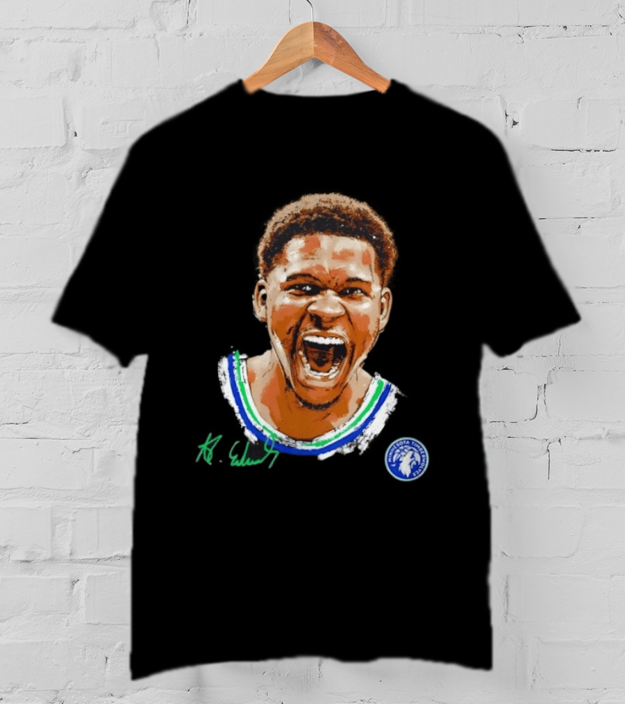 Anthony Edwards Minnesota Timberwolves Basketball Player Signature T-Shirt