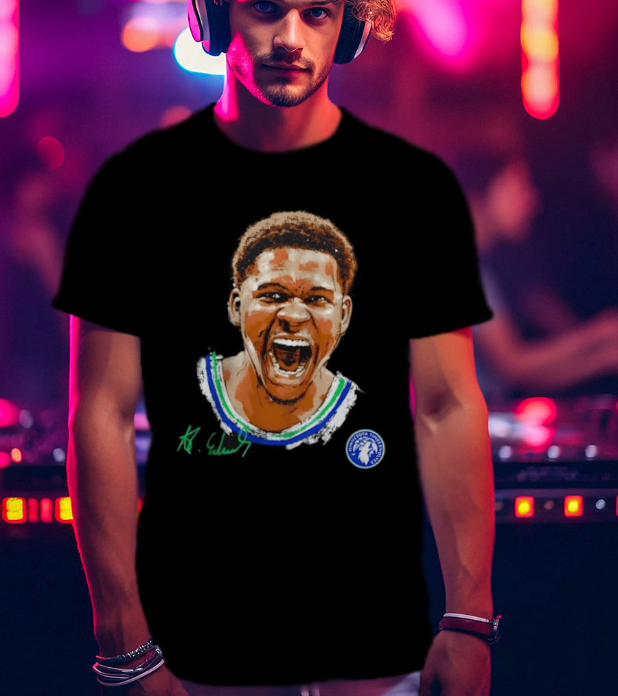 Anthony Edwards Minnesota Timberwolves Basketball Player Signature T-Shirt