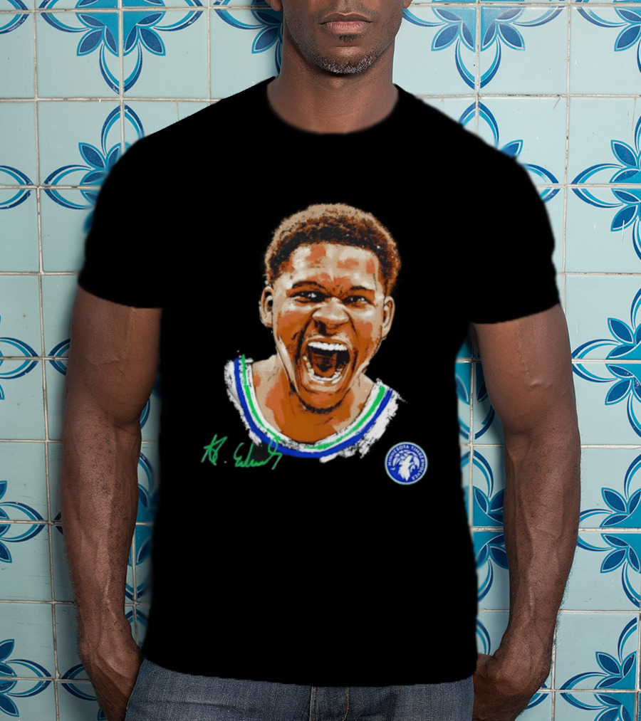 Anthony Edwards Minnesota Timberwolves Basketball Player Signature T-Shirt