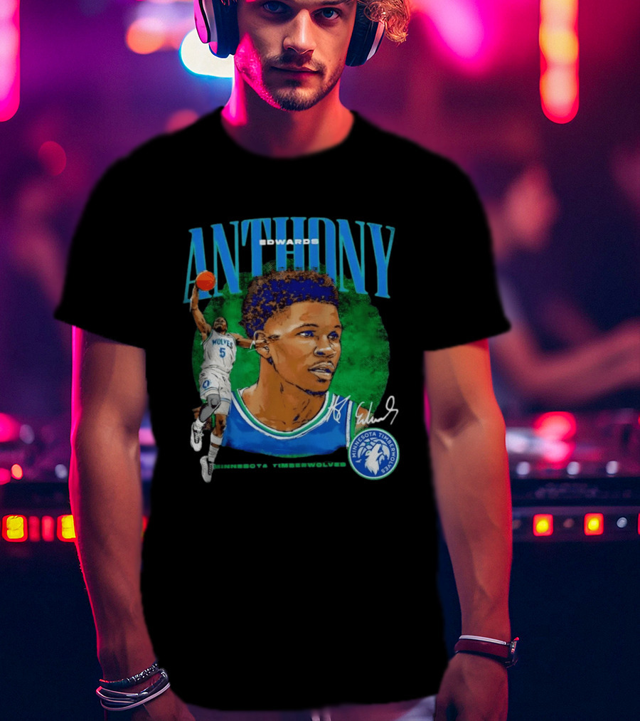 Anthony Edwards No 5 Minnesota Timberwolves Basketball Star Wolves T-Shirt