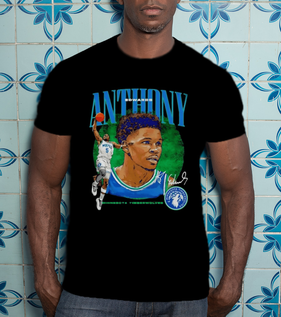 Anthony Edwards No 5 Minnesota Timberwolves Basketball Star Wolves T-Shirt