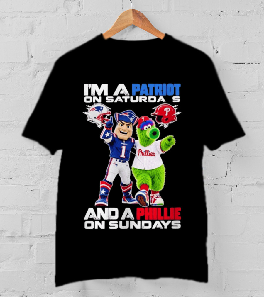 Patriot Saturdays Phillie Sundays Mascots Patriots Phillies T-Shirt