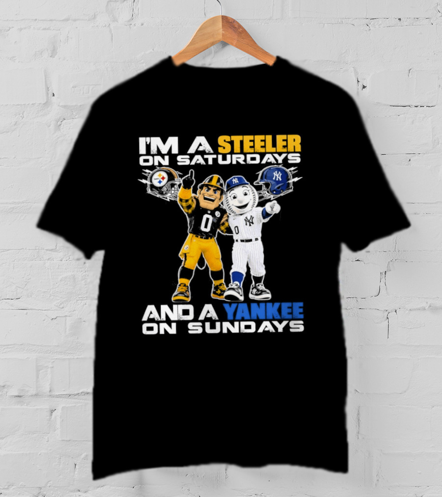 I'm A Steeler On Saturdays And A Yankee On Sundays Football Baseball Mascots T-Shirt