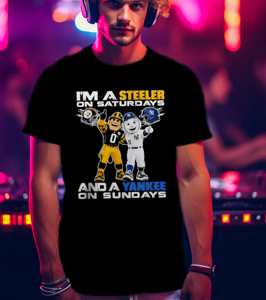 I'm A Steeler On Saturdays And A Yankee On Sundays Football Baseball Mascots T-Shirt