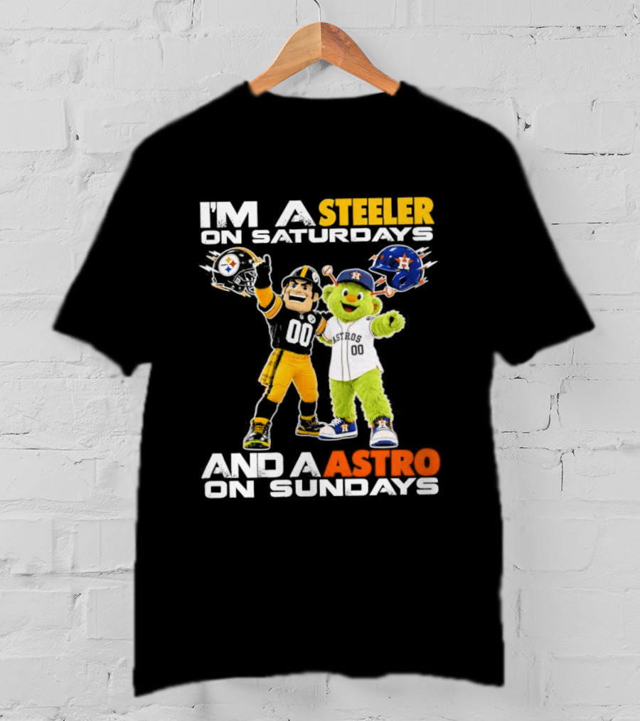 I'm A Steeler On Saturdays And An Astro On Sundays Football And Baseball Mascots T-Shirt