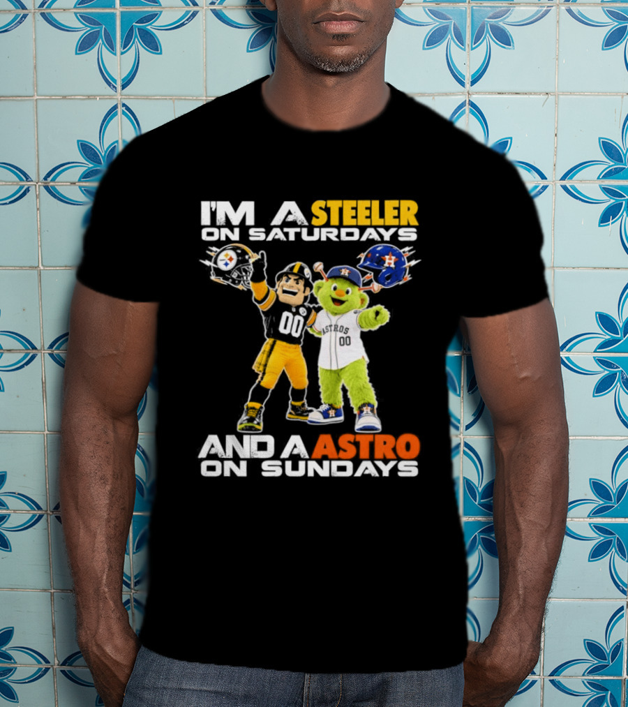I'm A Steeler On Saturdays And An Astro On Sundays Football And Baseball Mascots T-Shirt