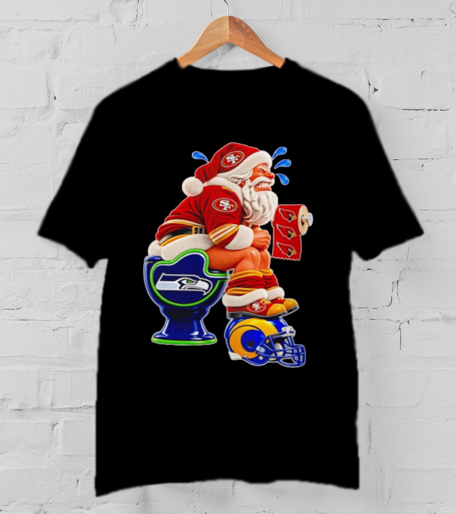 San Francisco 49ers Santa Claus Seahawks Toilet Cardinals Rams Humor T-Shirt