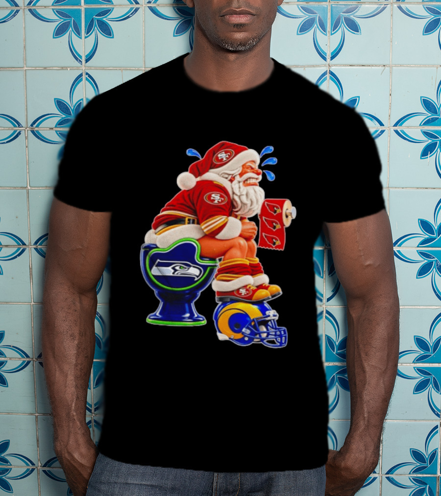 San Francisco 49ers Santa Claus Seahawks Toilet Cardinals Rams Humor T-Shirt
