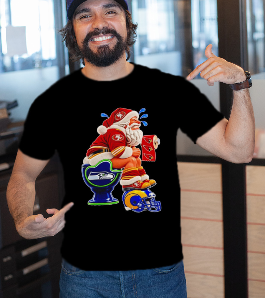 San Francisco 49ers Santa Claus Seahawks Toilet Cardinals Rams Humor T-Shirt
