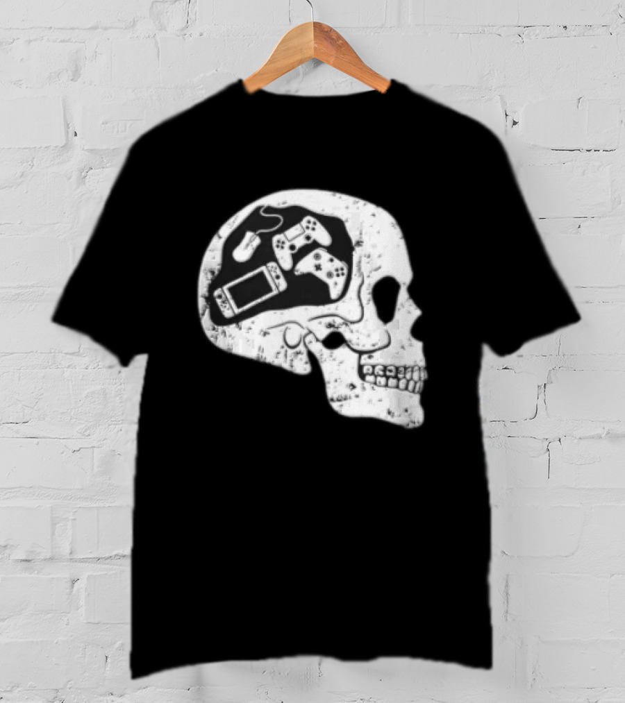 Skull Brain Gaming Controllers Mouse Video Game Lovers T-Shirt