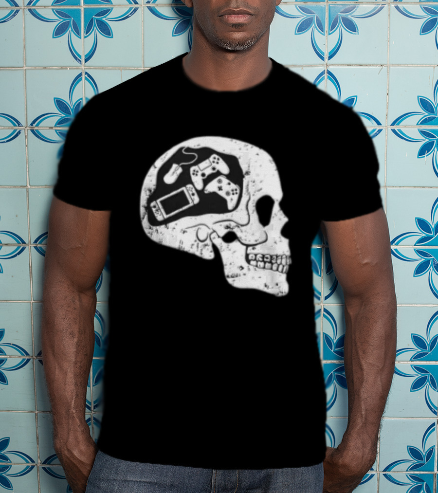 Skull Brain Gaming Controllers Mouse Video Game Lovers T-Shirt