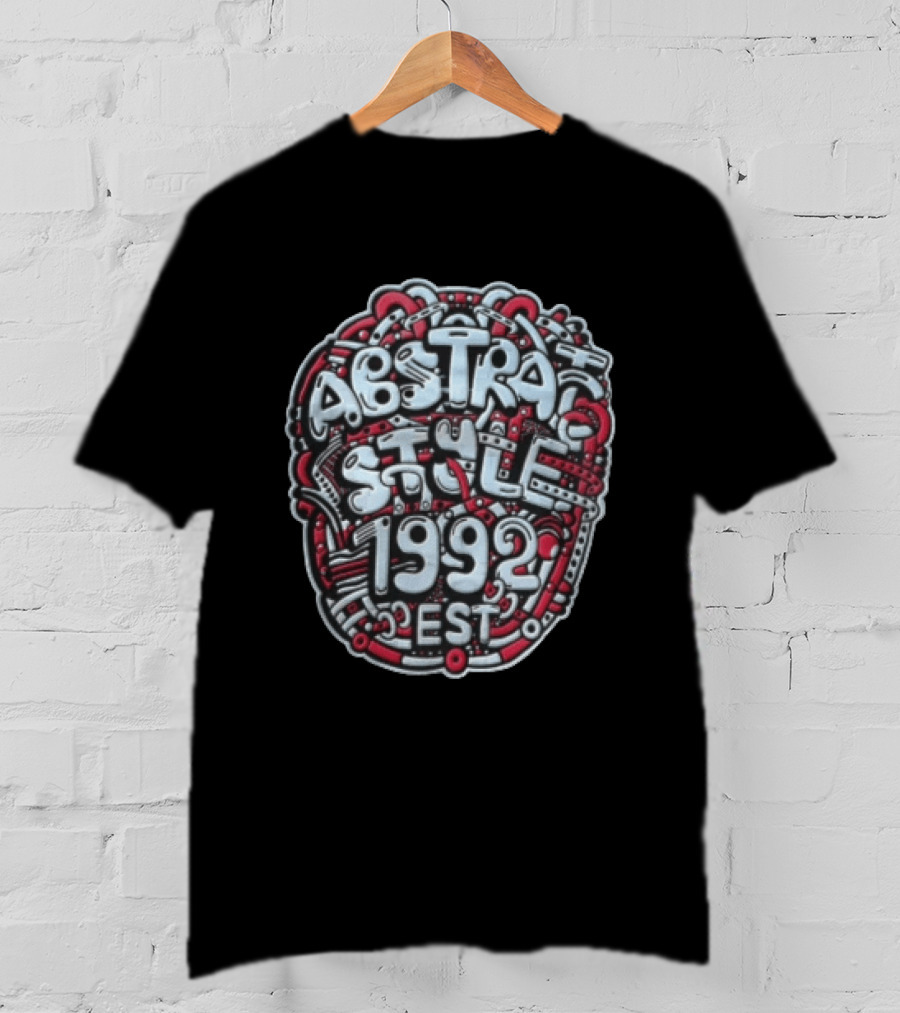 Abstract Style 1992 EST Graffiti Red White T-Shirt