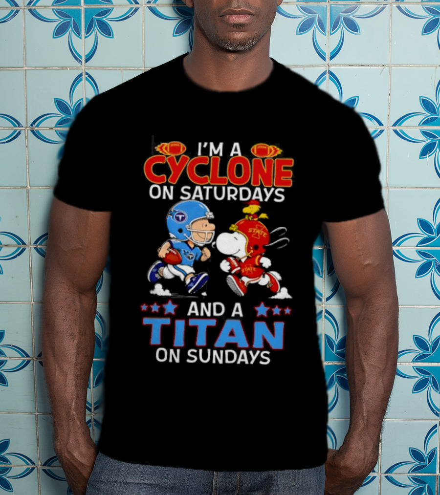 Charlie Brown Cyclone Saturdays Snoopy Titan Sundays Football T-Shirt