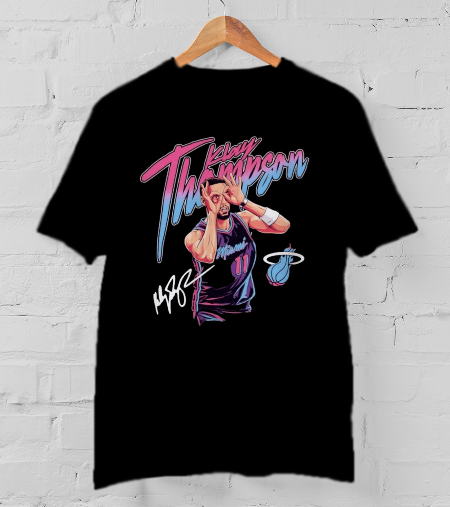 Klay Thompson Miami Heat 11 Three Goggles Signature T-Shirt