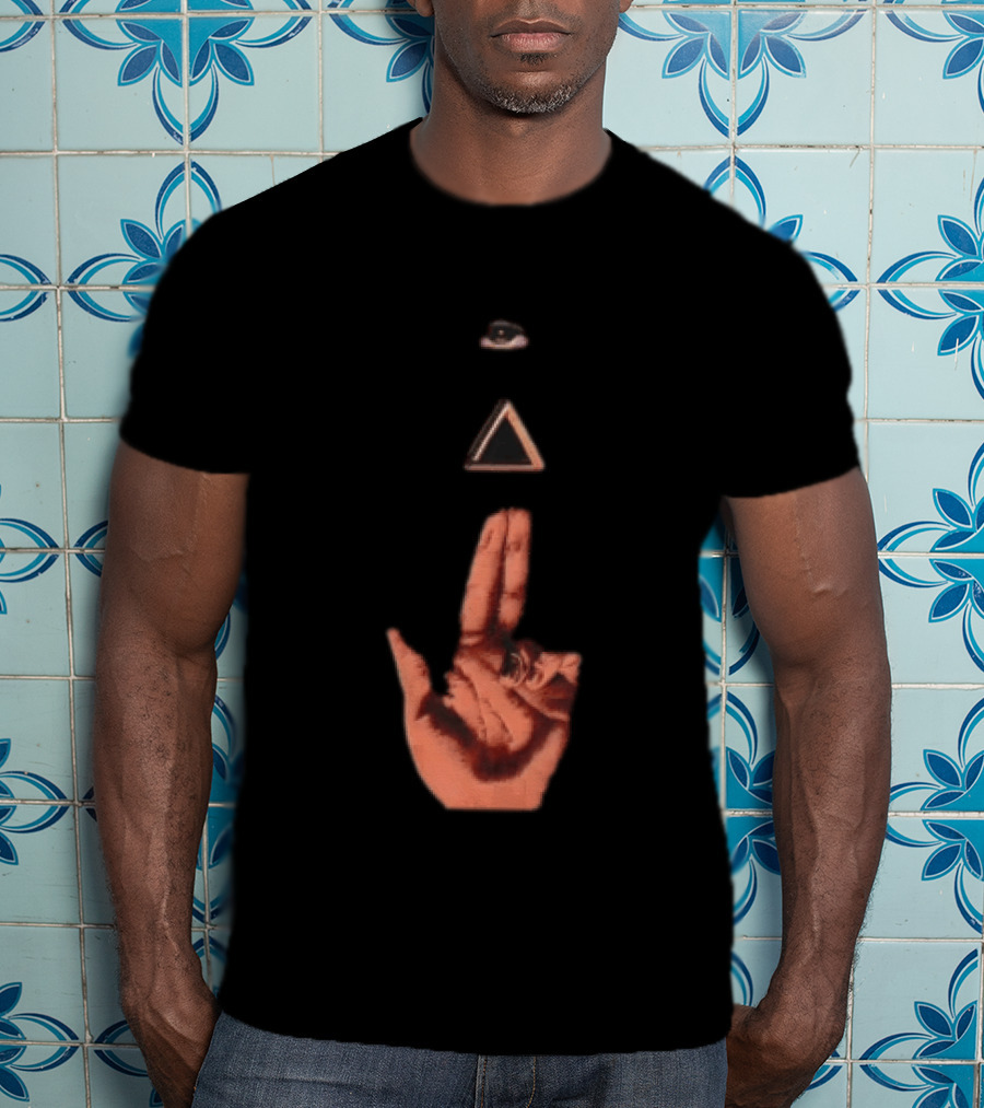 Hand Making Gun Gesture With Pyramid Eye T-Shirt