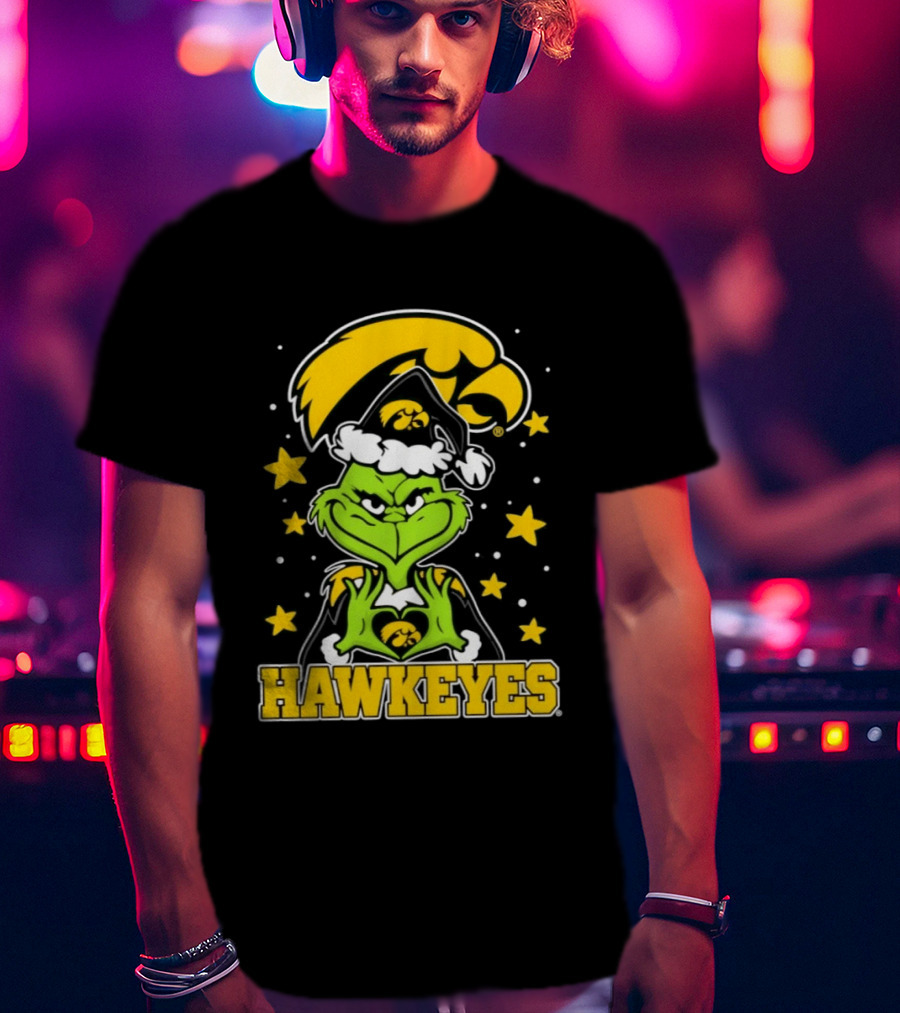 Iowa Hawkeyes Grinch Christmas NCAA Fan Gear T-Shirt