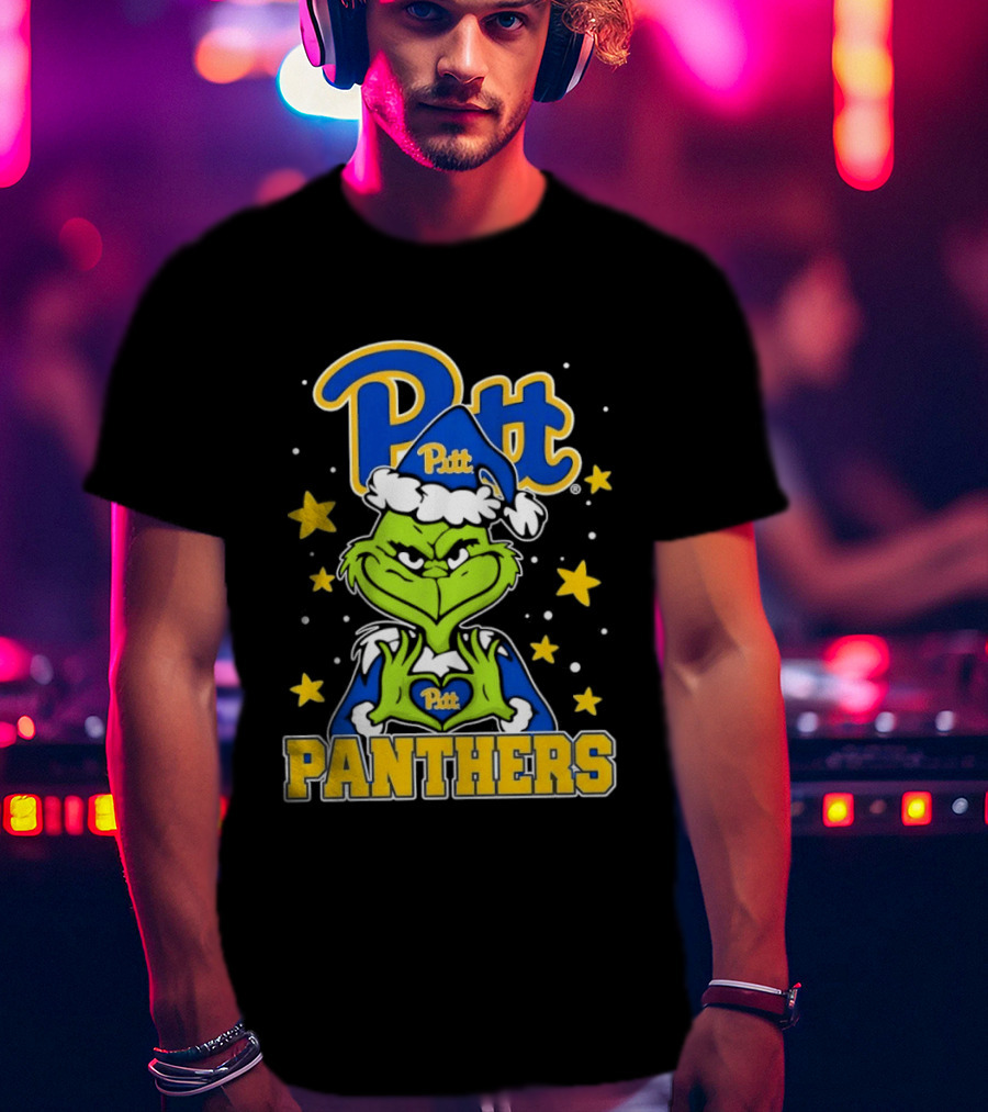 Pitt Panthers The Grinch Heart Hands University Of Pittsburgh T-Shirt