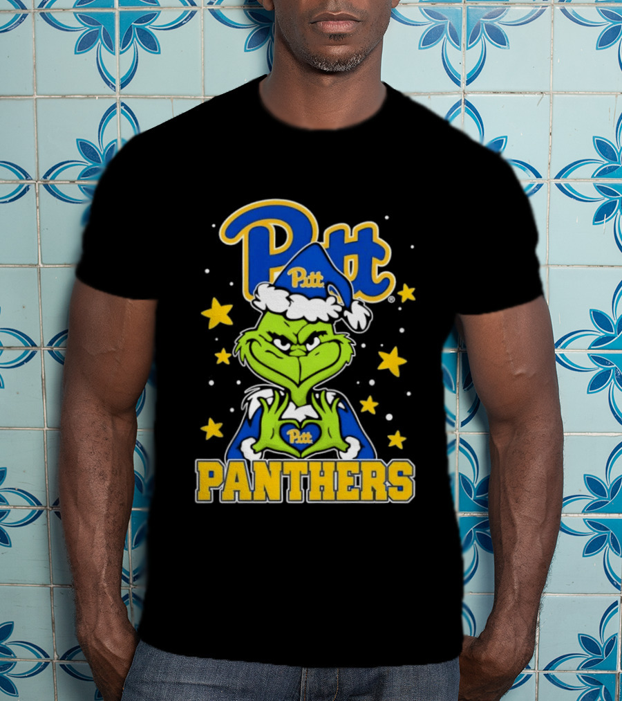 Pitt Panthers The Grinch Heart Hands University Of Pittsburgh T-Shirt