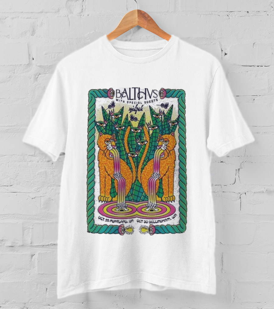 Balthvs With Special Guests Midpak October 29 Portland October 30 Bellingham Psychedelic Eye Design With Tigers And Abstract T-Shirt