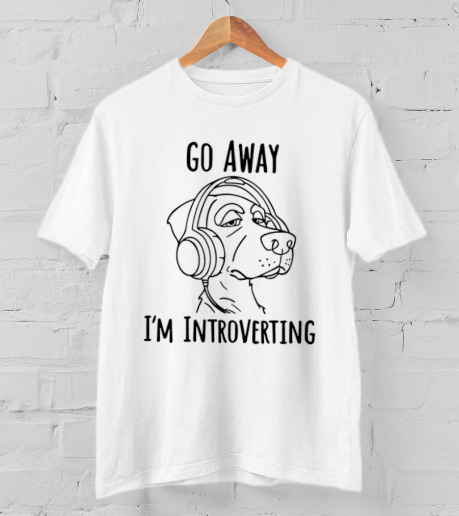Go Away I'm Introverting Headphones Dog T-Shirt