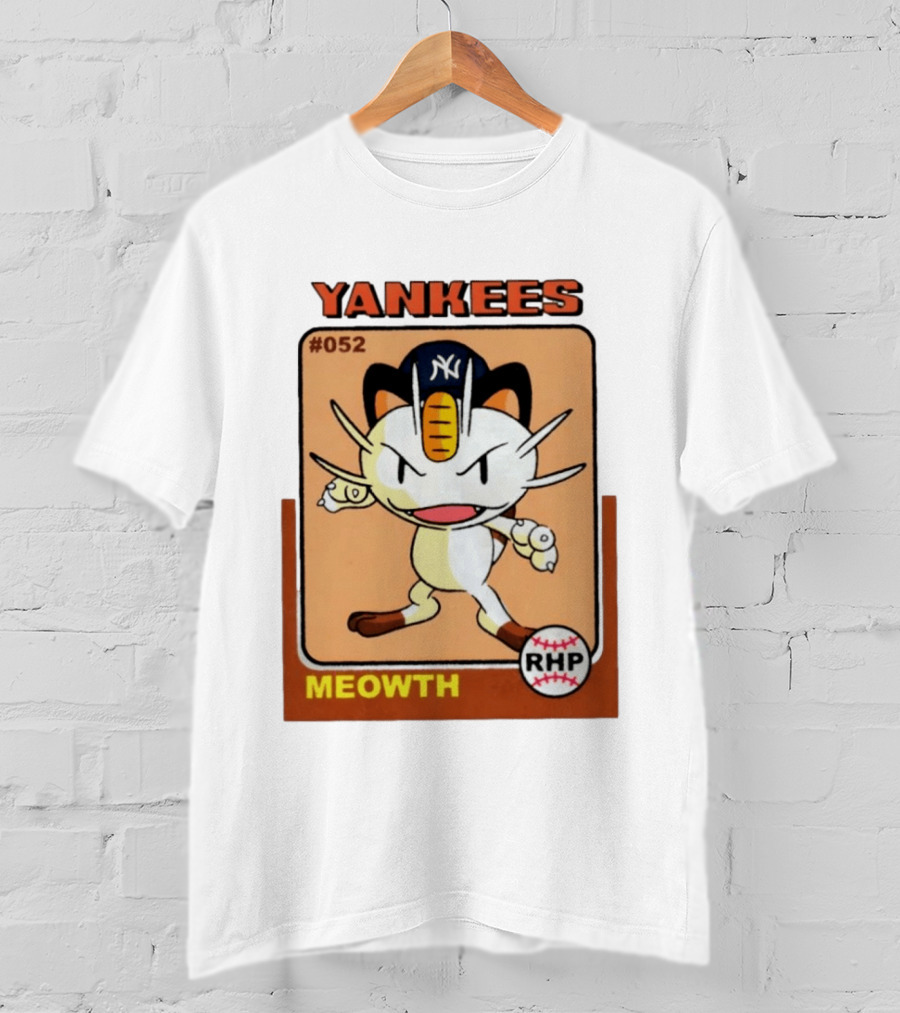 Yankees Meowth #052 RHP Baseball Card T-Shirt