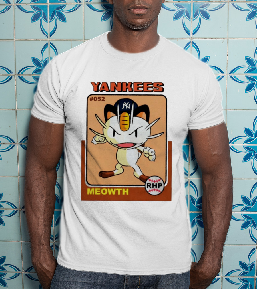 Yankees Meowth #052 RHP Baseball Card T-Shirt