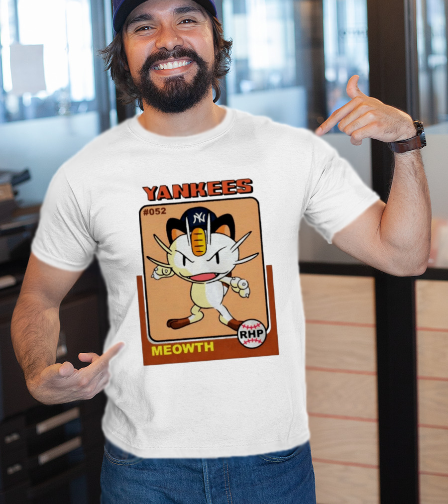Yankees Meowth #052 RHP Baseball Card T-Shirt