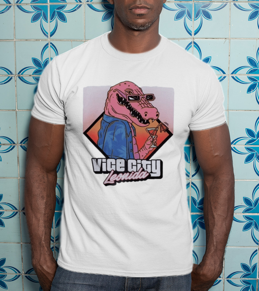 Grand Theft Auto Vice City Leonida Gator With Cocktail Rockstar Games VI T-Shirt