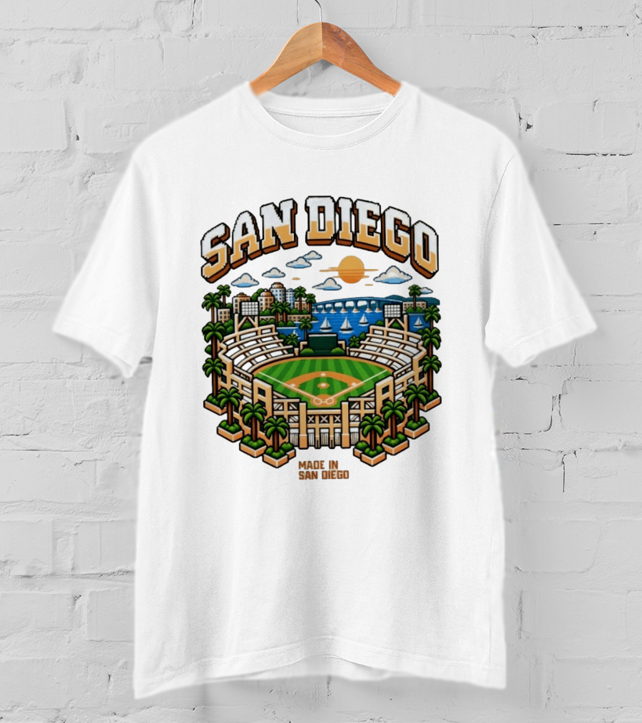 San Diego Pixel Art Petco Park Skyline Made In San Diego T-Shirt