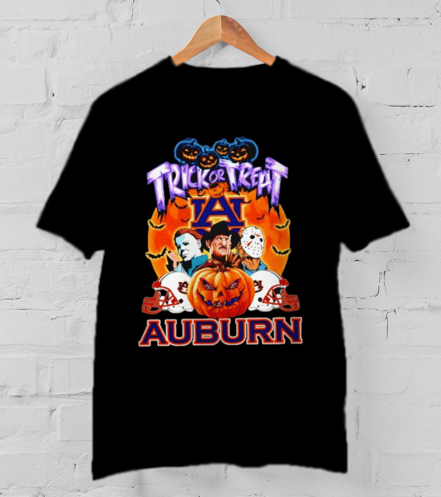 Auburn Tigers Halloween Trick Or Treat Horror Characters 2026 T-Shirt
