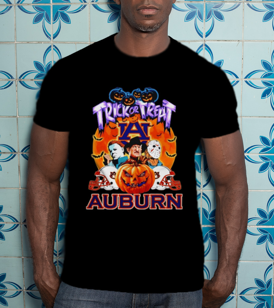 Auburn Tigers Halloween Trick Or Treat Horror Characters 2026 T-Shirt
