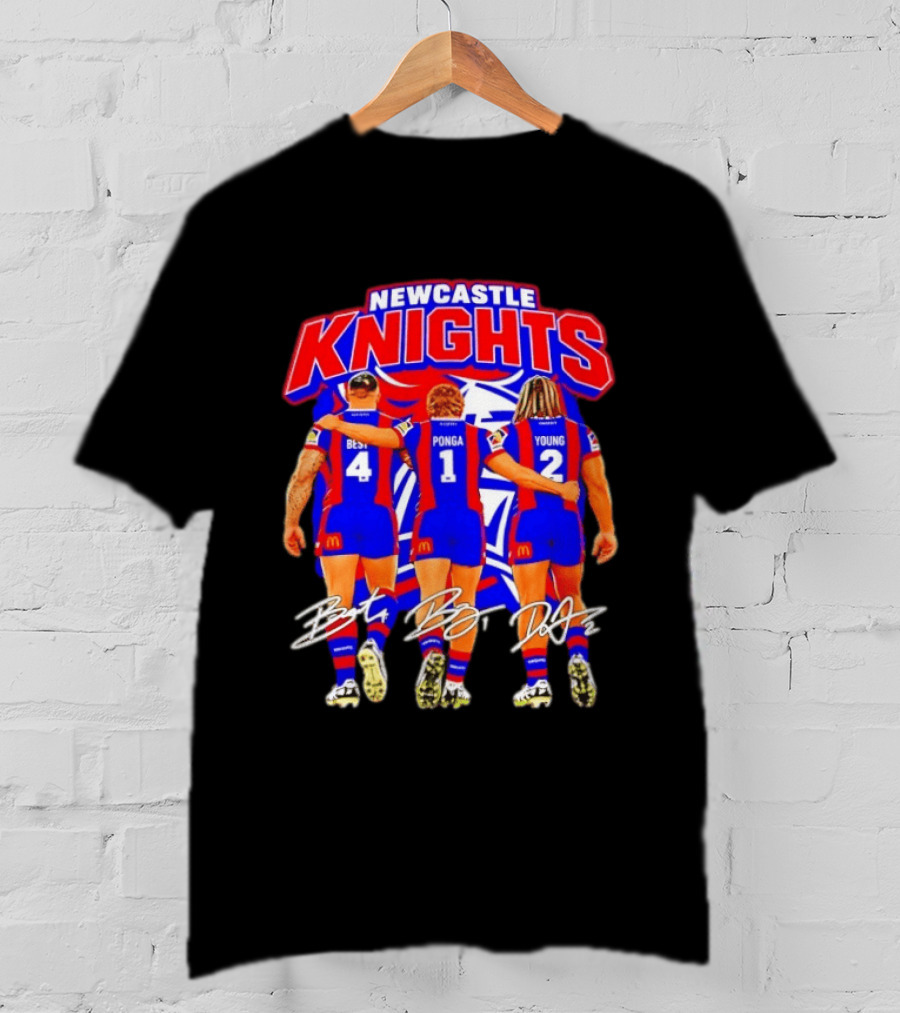 Newcastle Knights Best Ponga Young Football Signatures T-Shirt