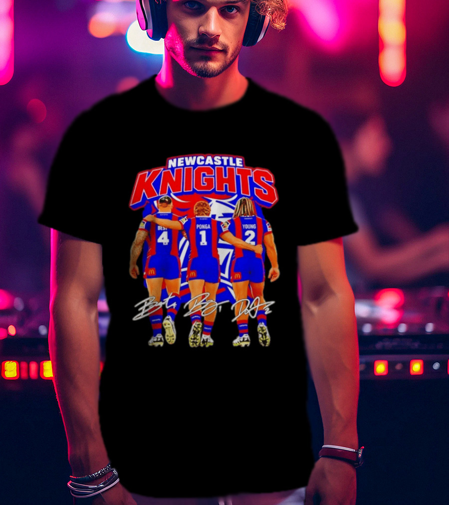 Newcastle Knights Best Ponga Young Football Signatures T-Shirt