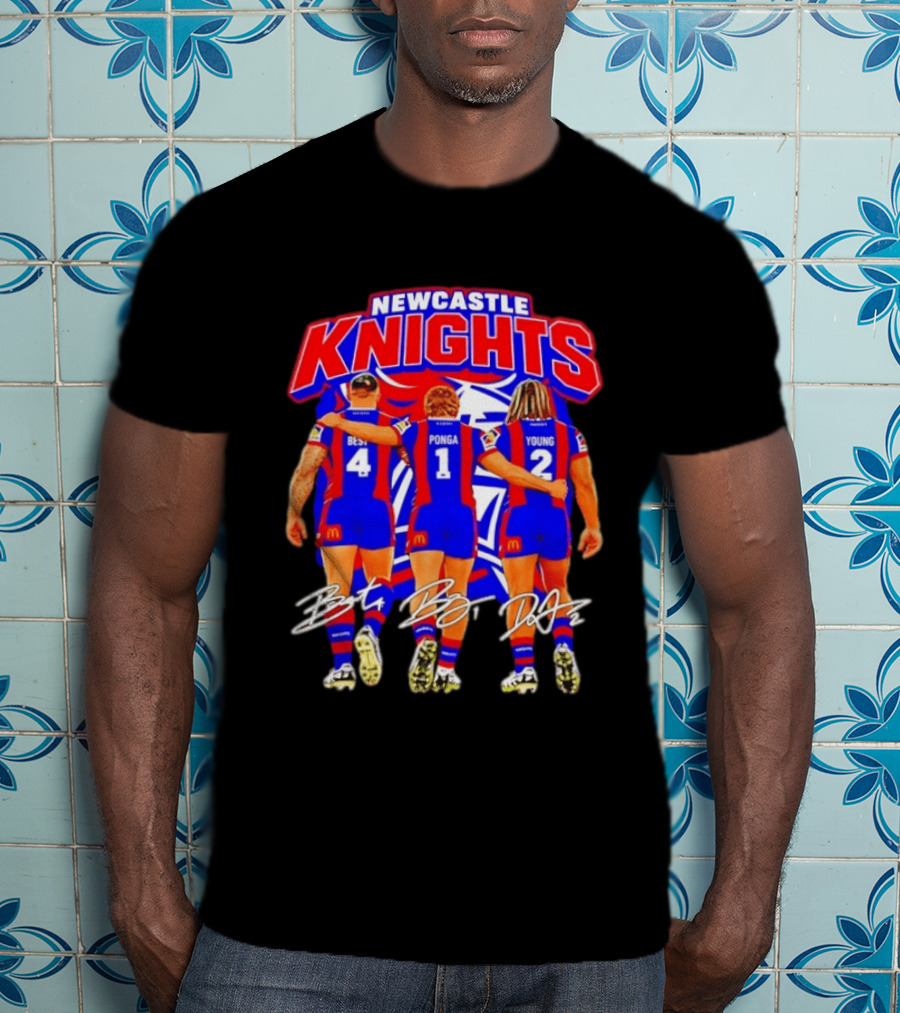 Newcastle Knights Best Ponga Young Football Signatures T-Shirt