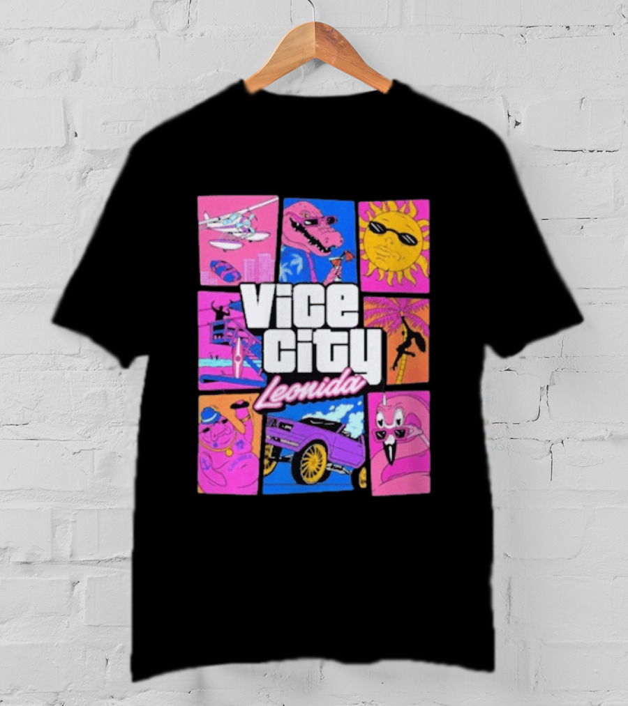 Vice City Leonida Sun Shades Crocodile Pink Car T-Shirt